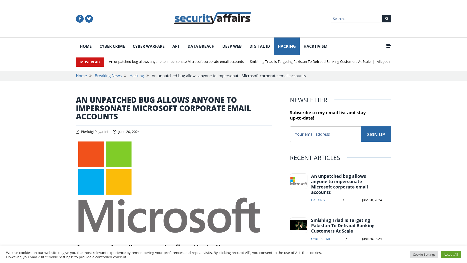 An unpatched bug allows anyone to impersonate Microsoft corporate email accounts