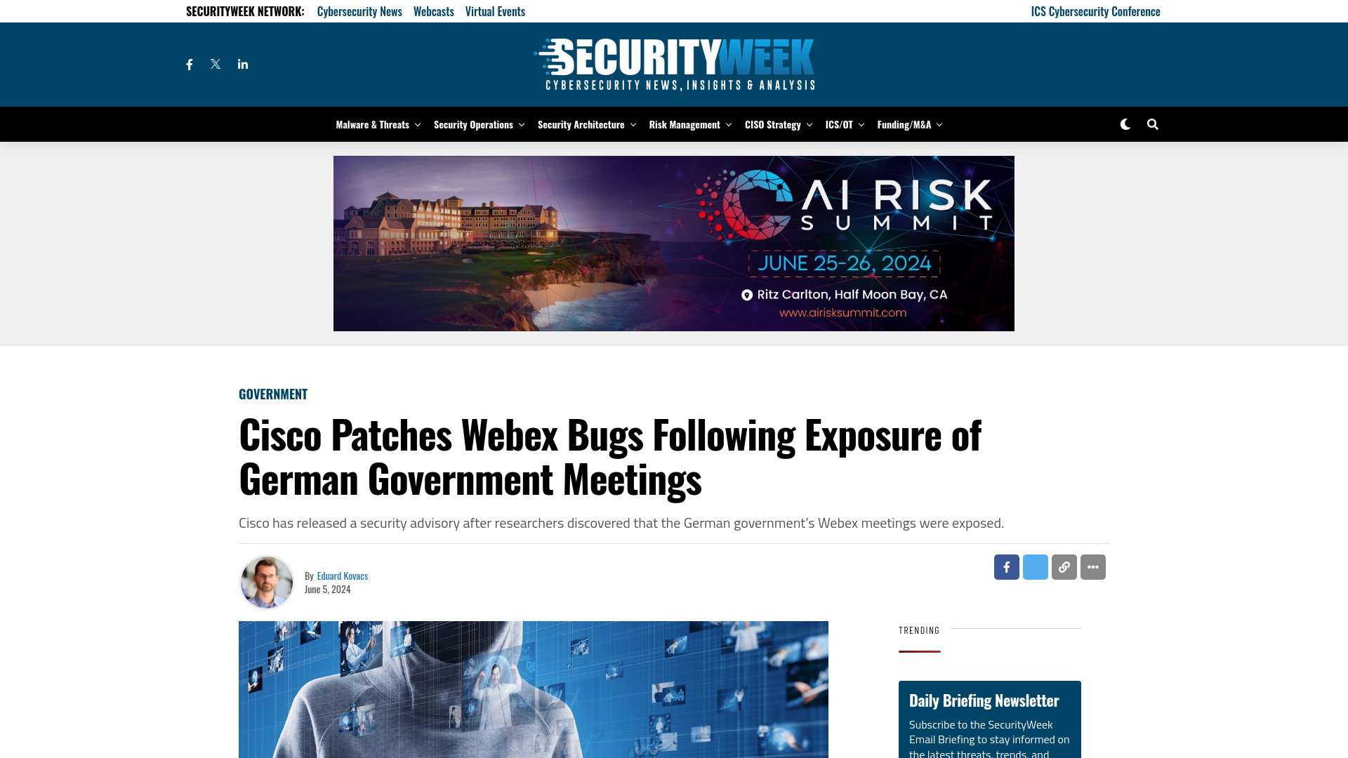 Cisco Patches Webex Bugs Following Exposure of German Government Meetings - SecurityWeek