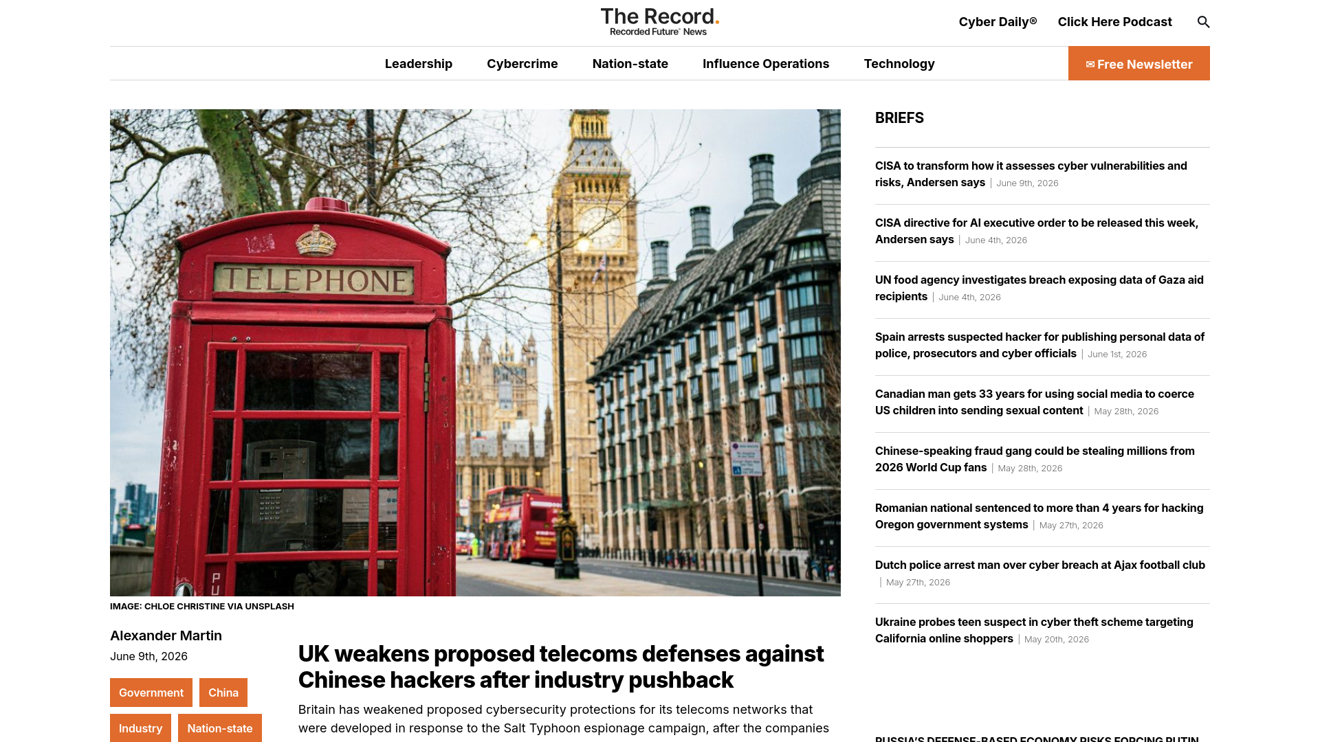 UK weakens proposed telecoms defenses against Chinese hackers after industry pushback | The Record from Recorded Future News