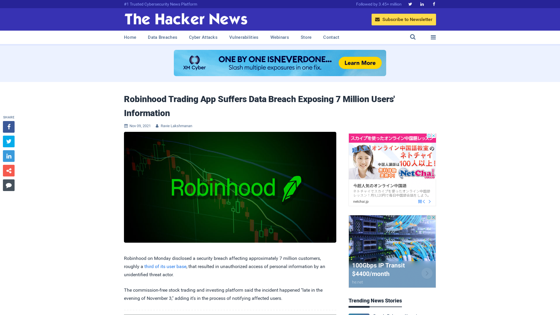 Robinhood Trading App Suffers Data Breach Exposing 7 Million Users' Information