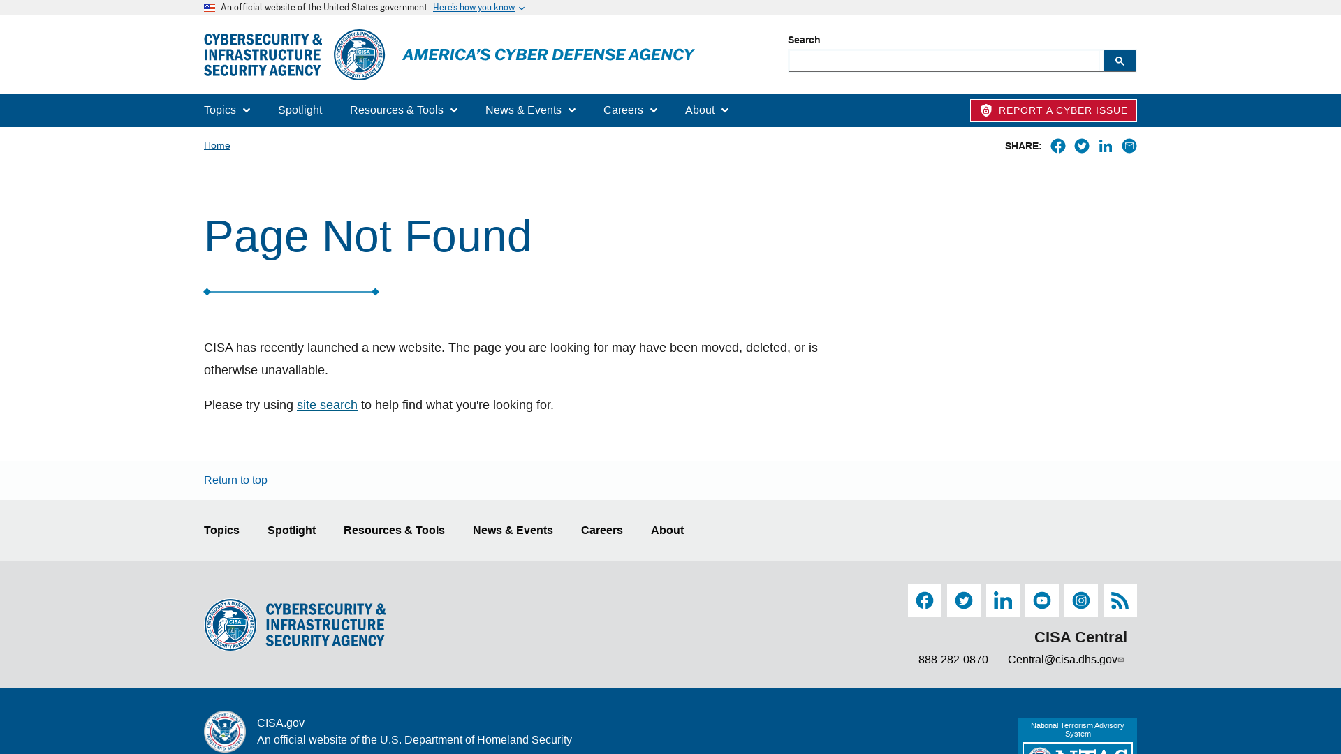 Page Not Found | CISA