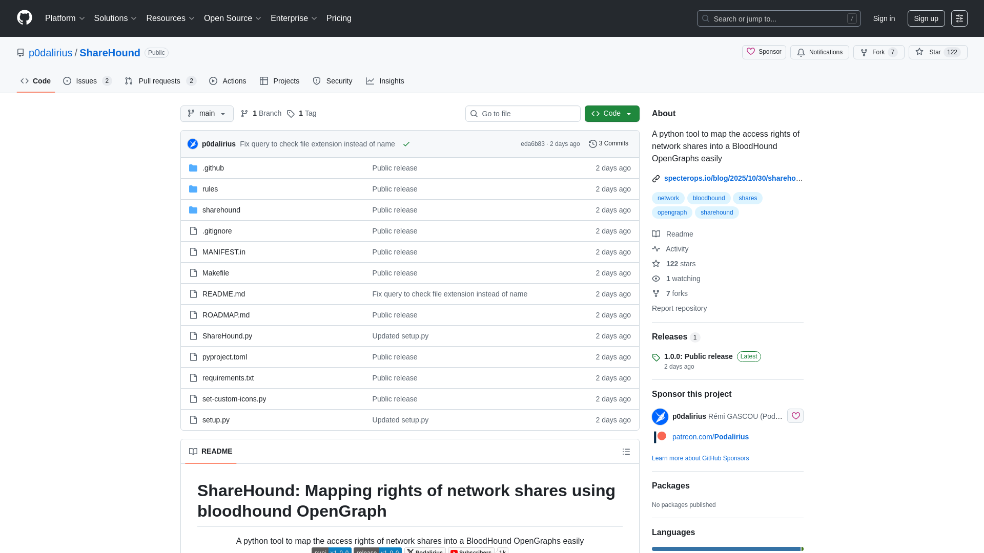 GitHub - p0dalirius/ShareHound: A python tool to map the access rights of network shares into a BloodHound OpenGraphs easily