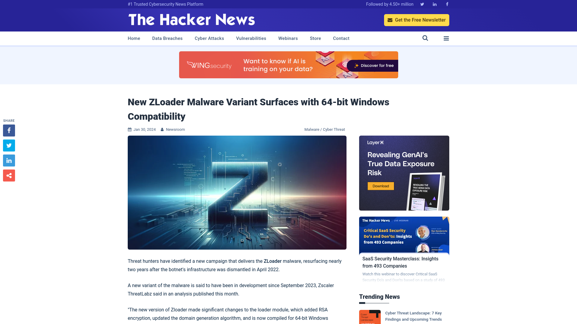 New ZLoader Malware Variant Surfaces with 64-bit Windows Compatibility