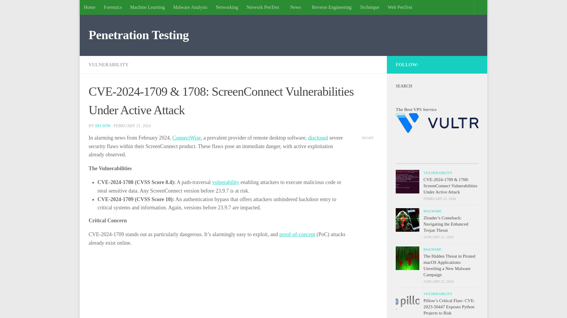 CVE-2024-1709 & 1708: ScreenConnect Vulnerabilities Under Active Attack