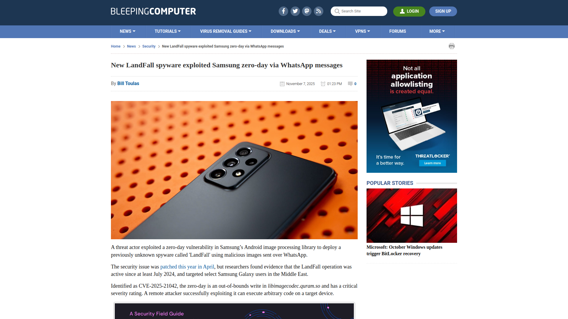 New LandFall spyware exploited Samsung zero-day via WhatsApp messages