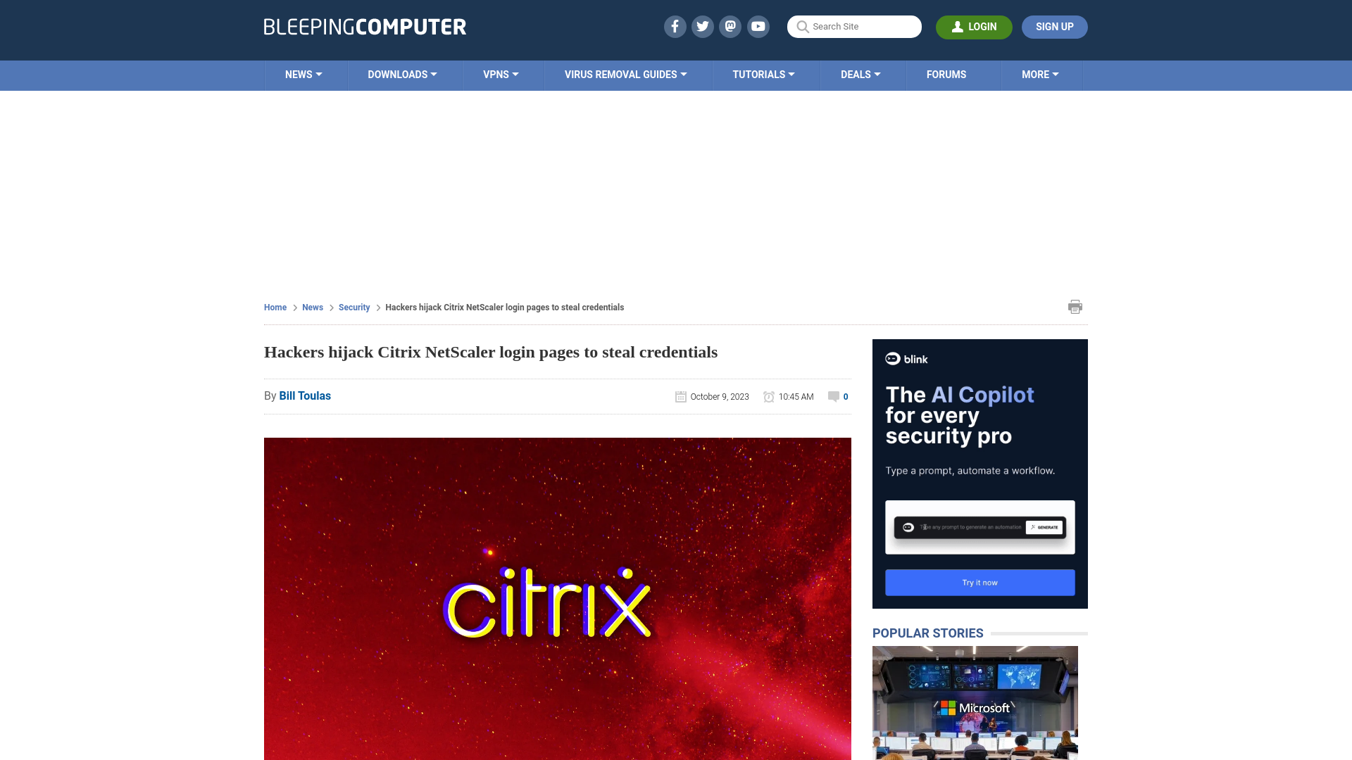 Hackers hijack Citrix NetScaler login pages to steal credentials