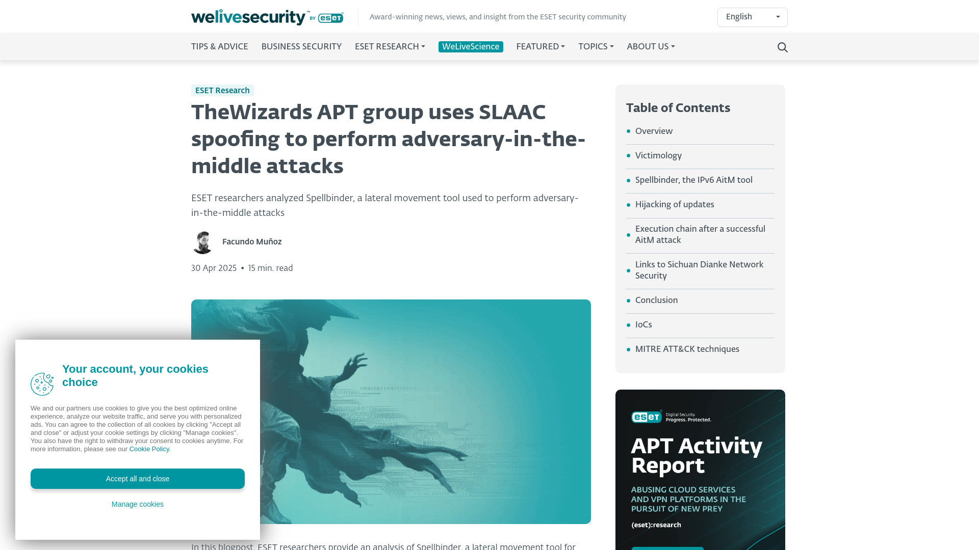TheWizards APT group uses SLAAC spoofing to perform adversary-in-the-middle attacks