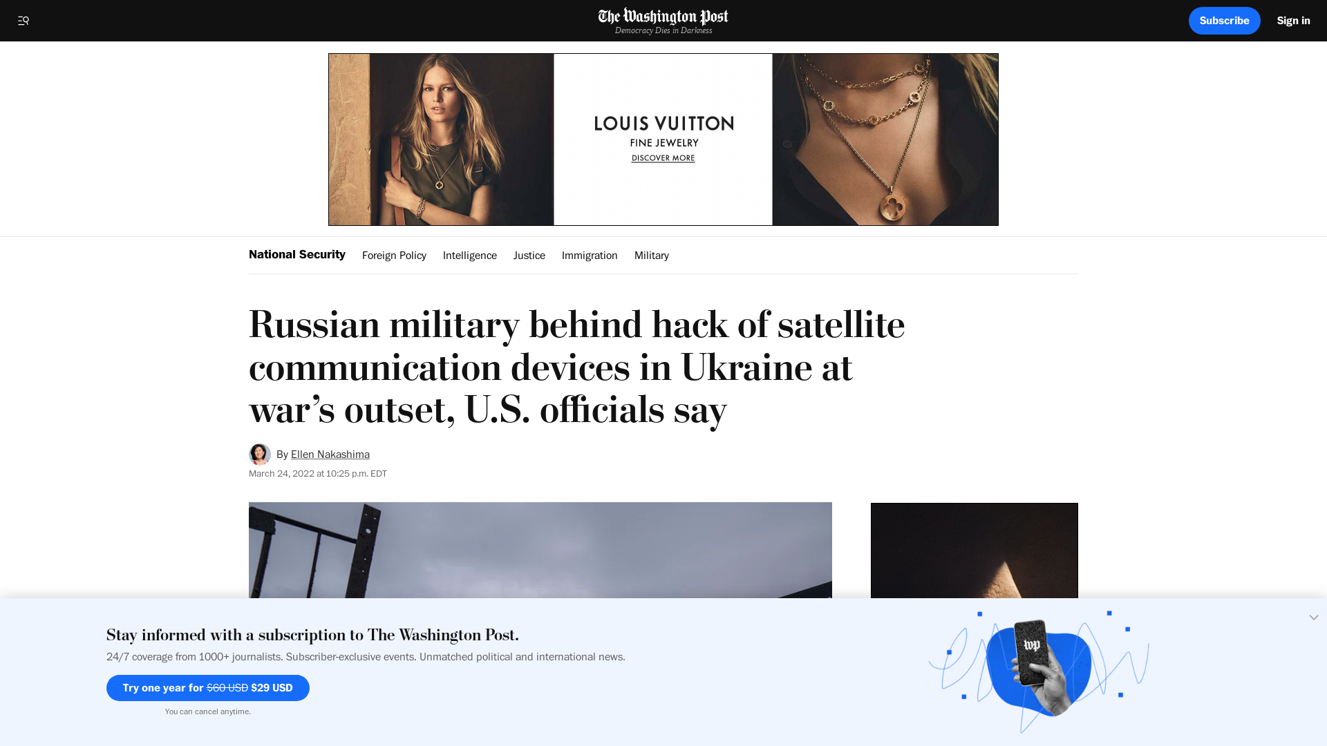 Russian military behind hack of satellite communication devices in Ukraine at war’s outset, U.S. officials say - The Washington Post