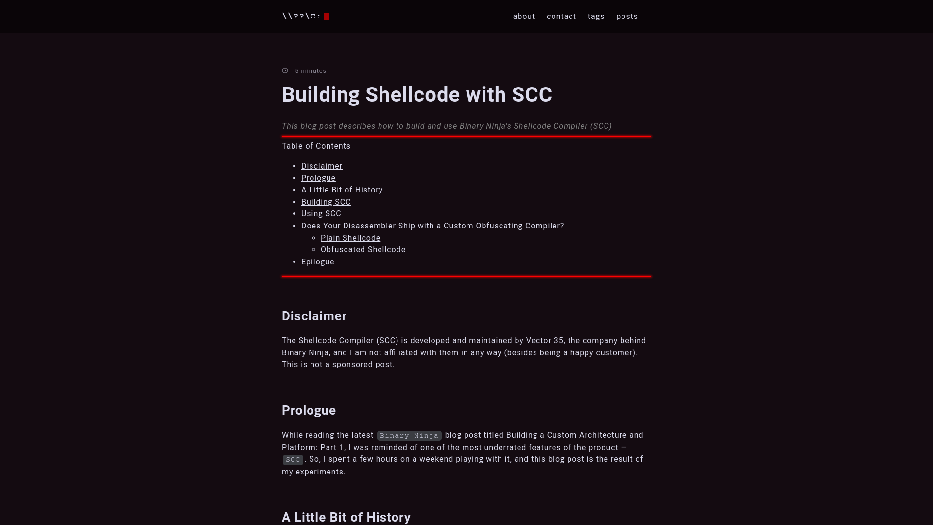 Building Shellcode with SCC :: Lamprey Labs