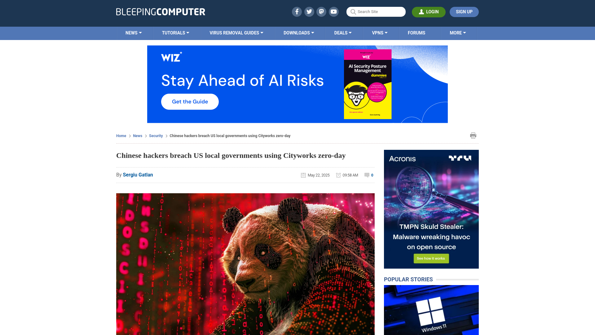 Chinese hackers breach US local governments using Cityworks zero-day