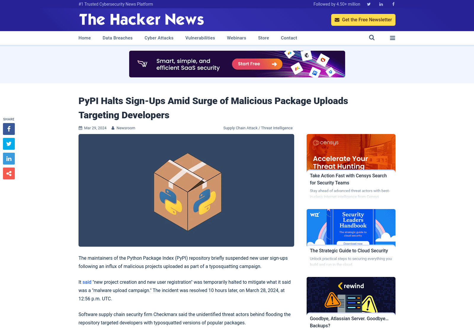 PyPI Halts Sign-Ups Amid Surge of Malicious Package Uploads Targeting Developers