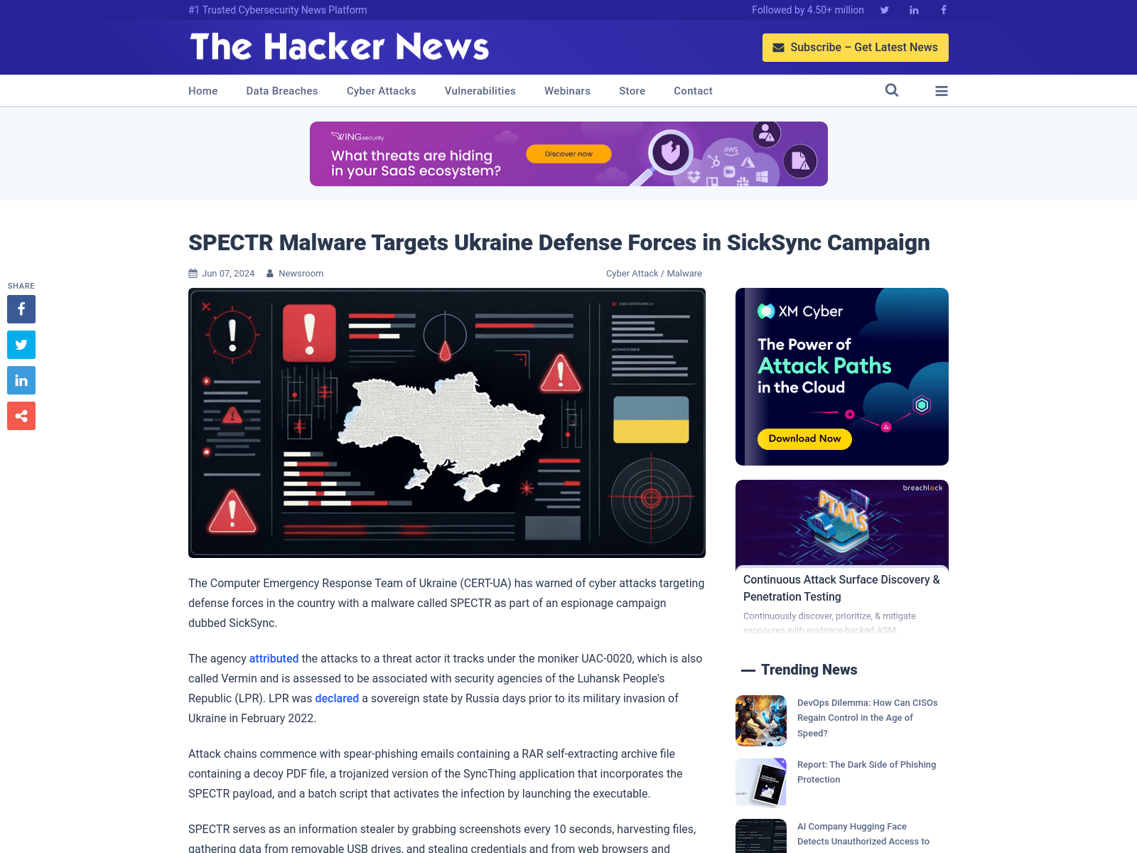 SPECTR Malware Targets Ukraine Defense Forces in SickSync Campaign