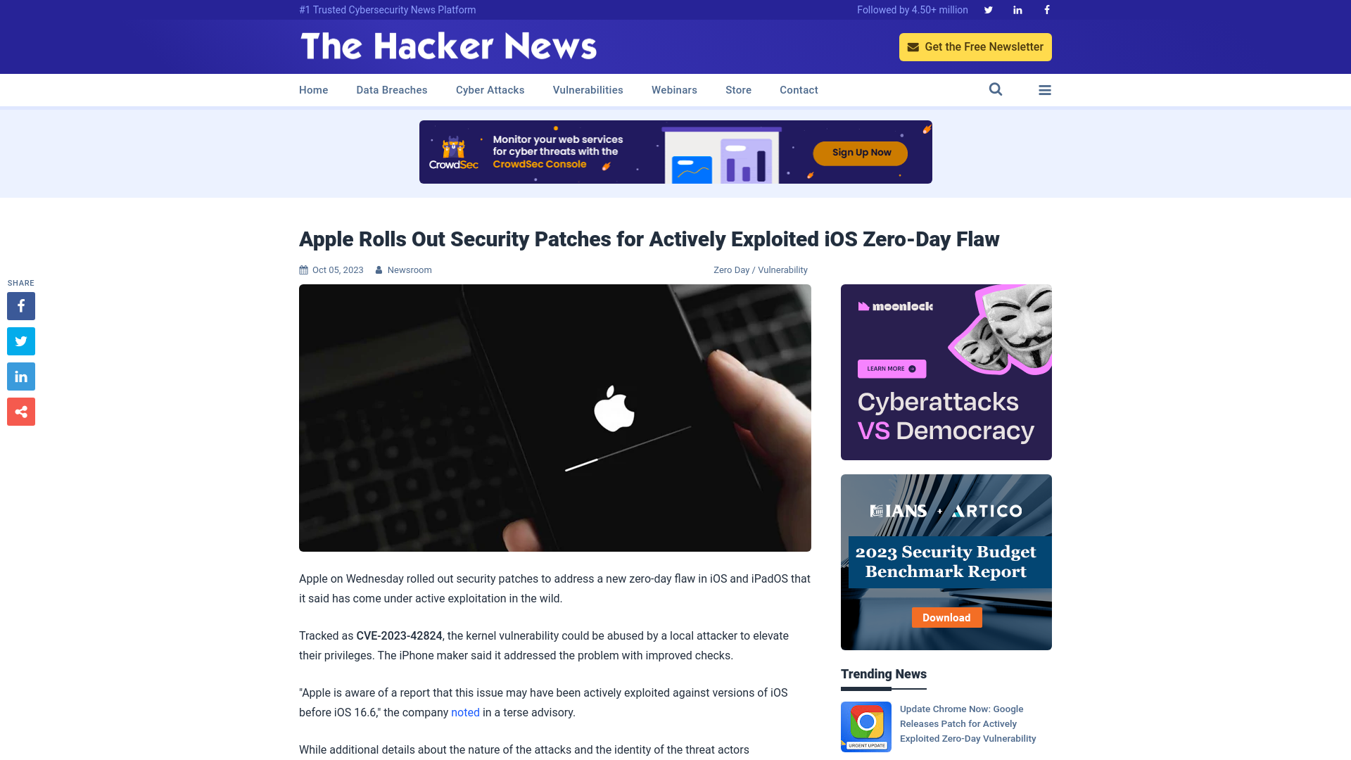 Apple Rolls Out Security Patches for Actively Exploited iOS Zero-Day Flaw