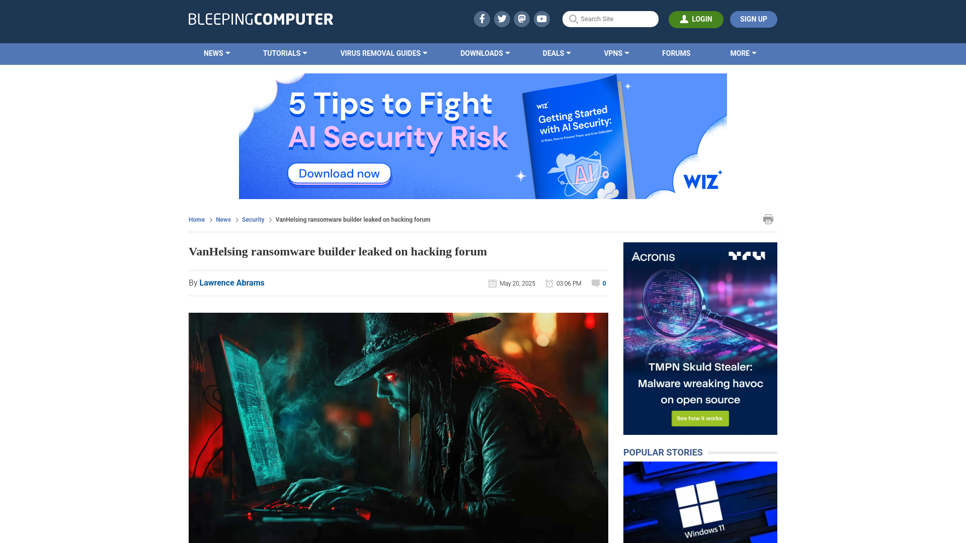 VanHelsing ransomware builder leaked on hacking forum