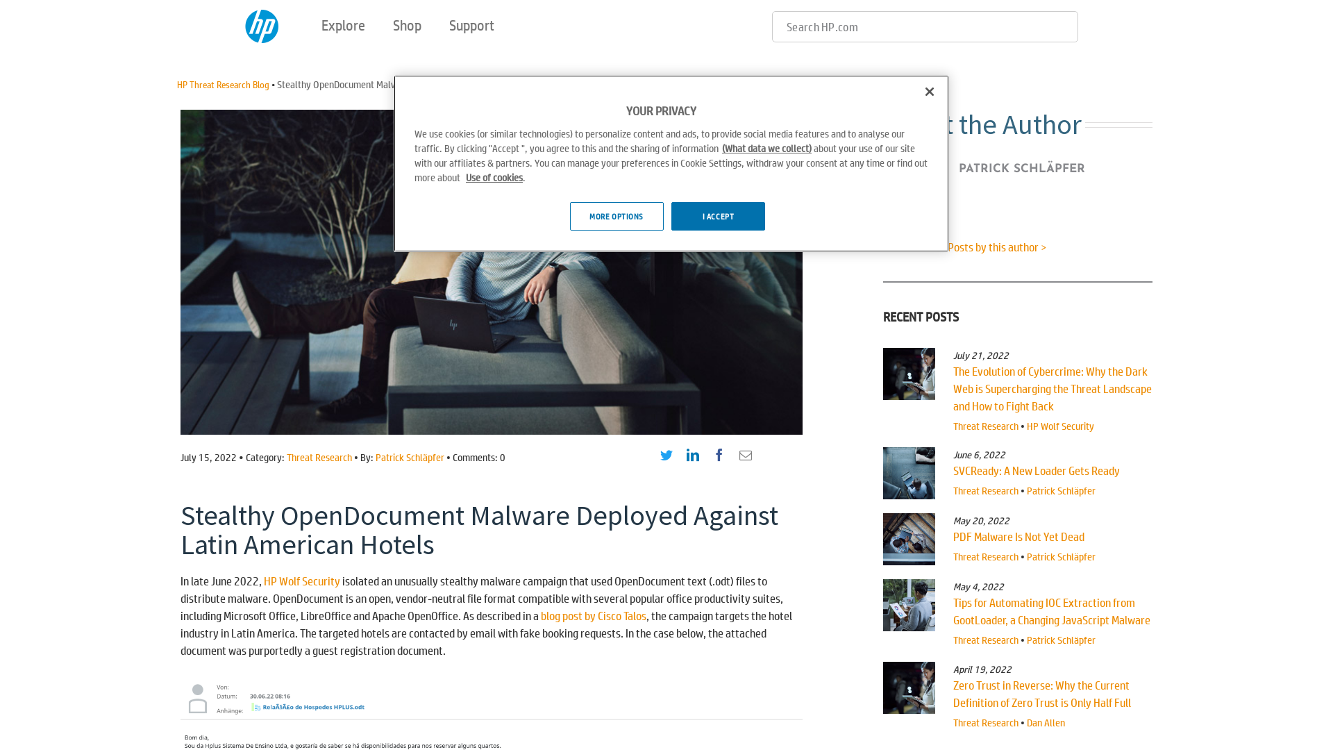 Stealthy OpenDocument Malware Deployed Against Latin American Hotels | HP Wolf Security