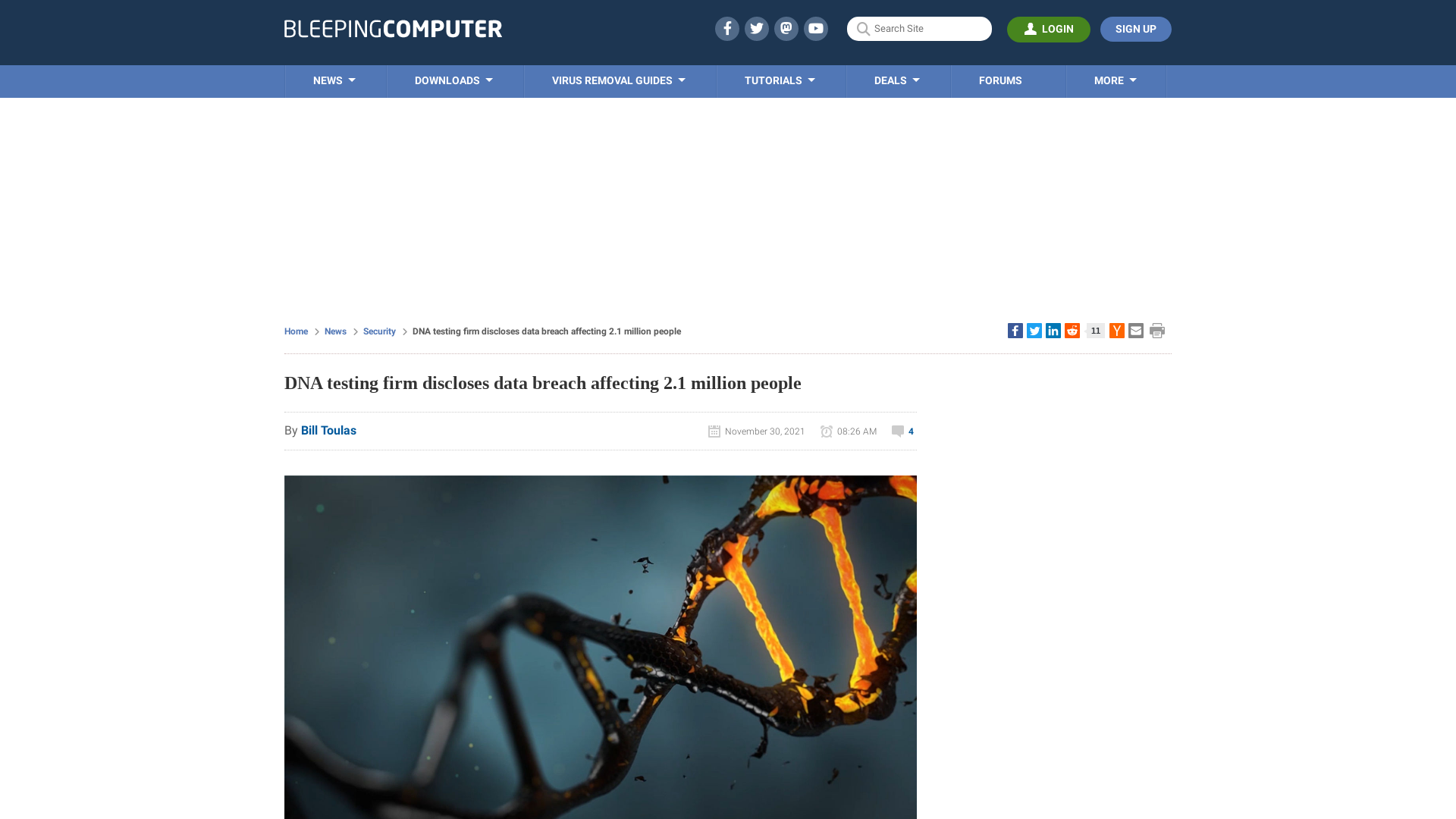 DNA testing firm discloses data breach affecting 2.1 million people
