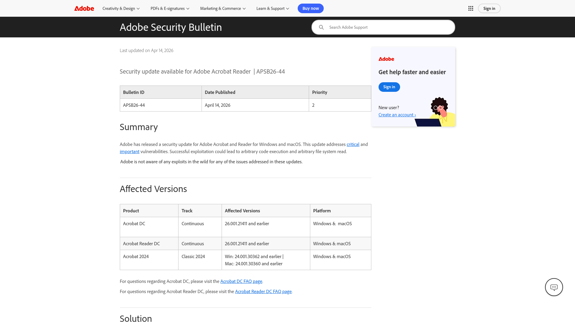 Adobe Security Bulletin