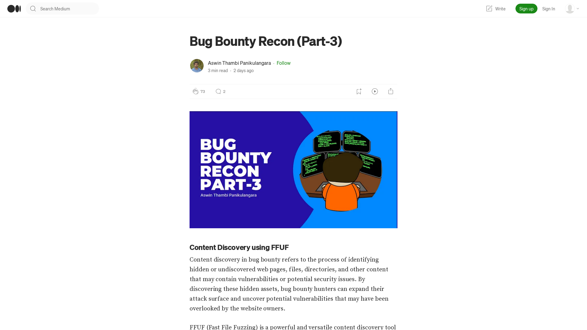 Bug Bounty Recon (Part-3). Content Discovery using FFUF | by Aswin Thambi Panikulangara | Jun, 2023 | Medium