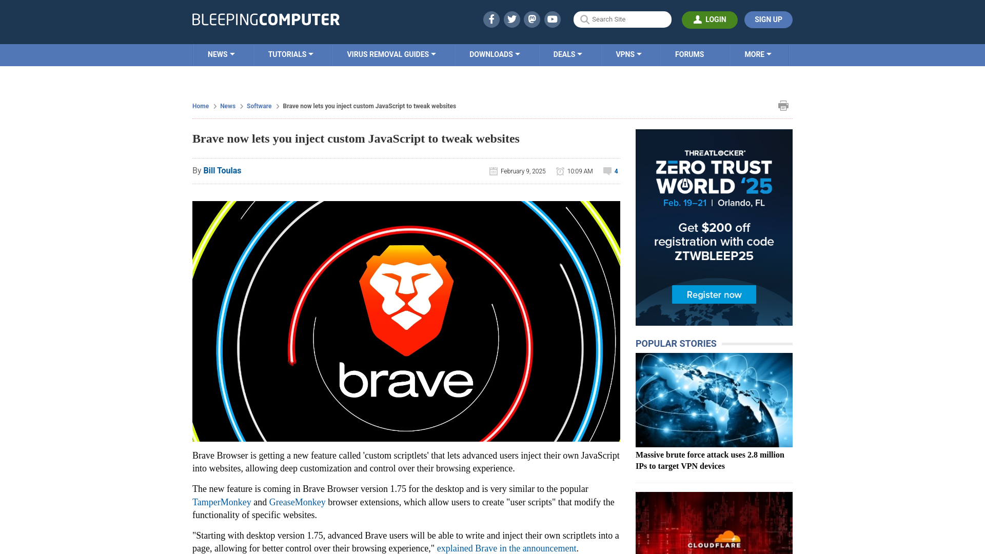 Brave now lets you inject custom JavaScript to tweak websites