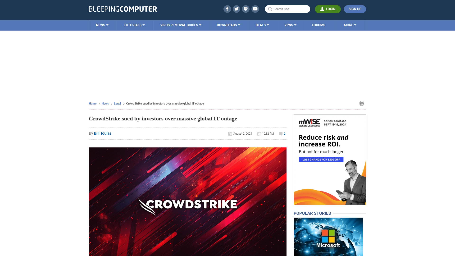 CrowdStrike sued by investors over massive global IT outage