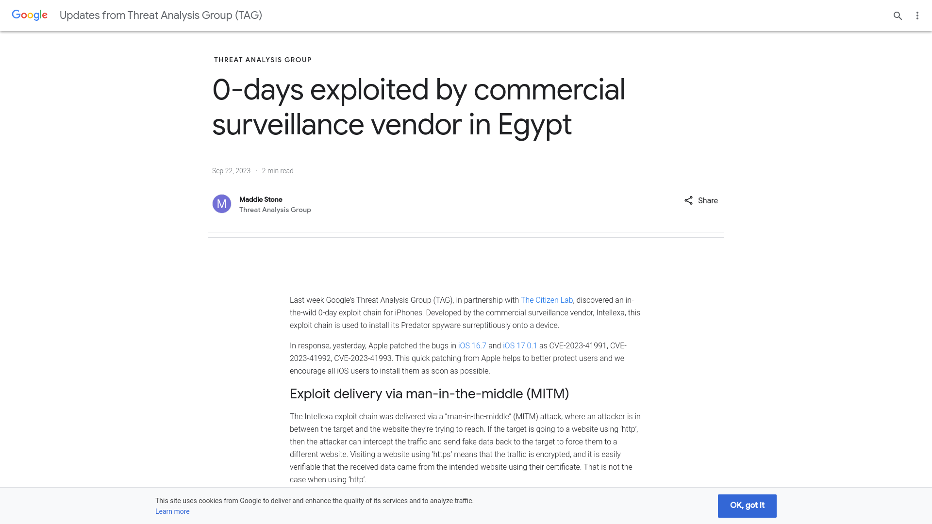 0-days exploited by commercial surveillance vendor in Egypt