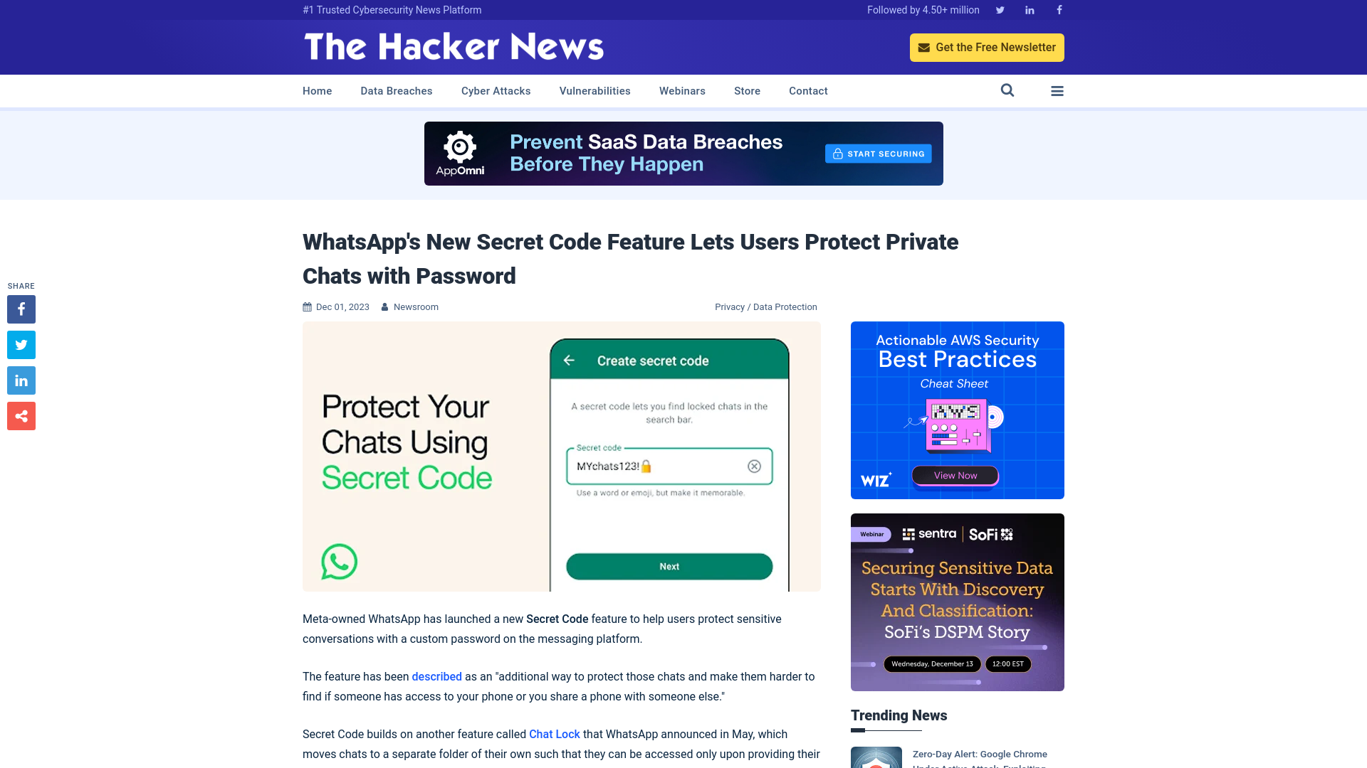 WhatsApp's New Secret Code Feature Lets Users Protect Private Chats with Password