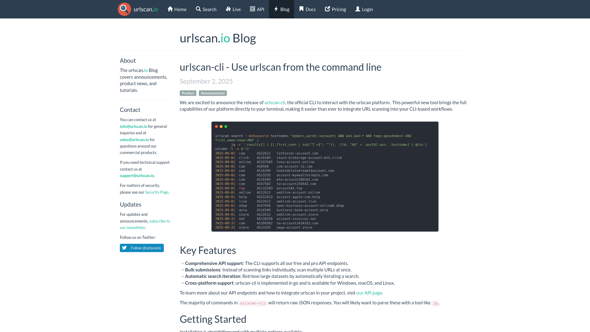 urlscan-cli - Use urlscan from the command line - Blog - urlscan.io