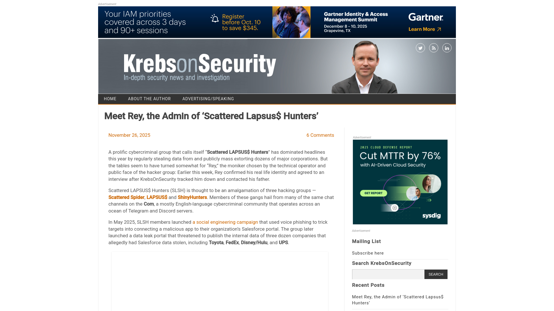 Meet Rey, the Admin of ‘Scattered Lapsus$ Hunters’ – Krebs on Security