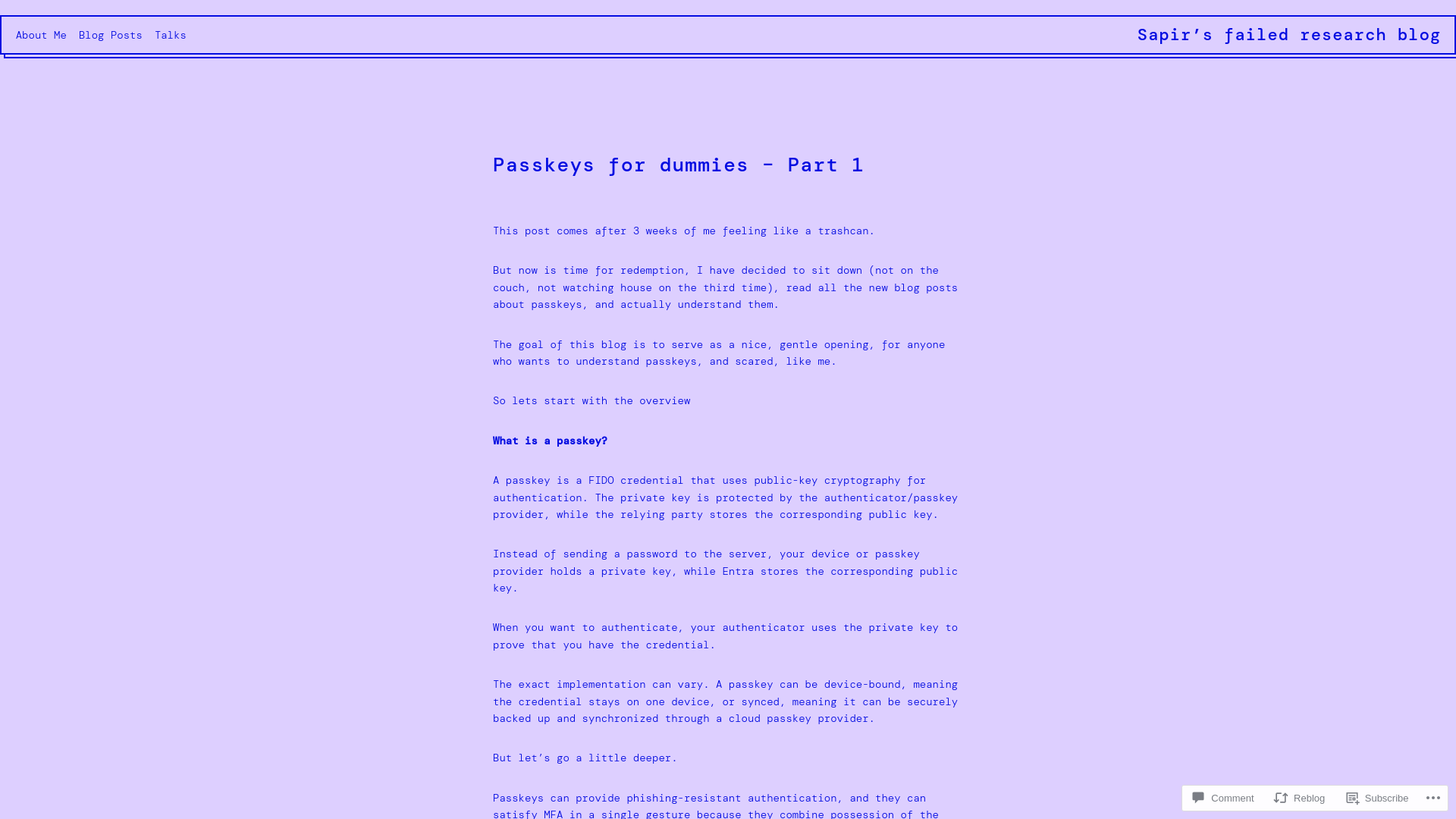 Passkeys for dummies – Part 1 – Sapir's failed research blog