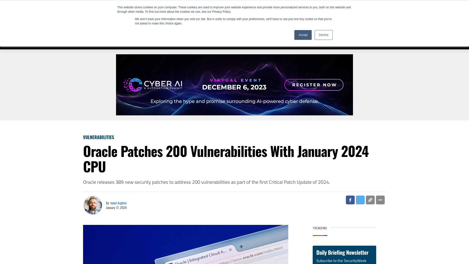 Oracle Patches 200 Vulnerabilities With January 2024 CPU - SecurityWeek