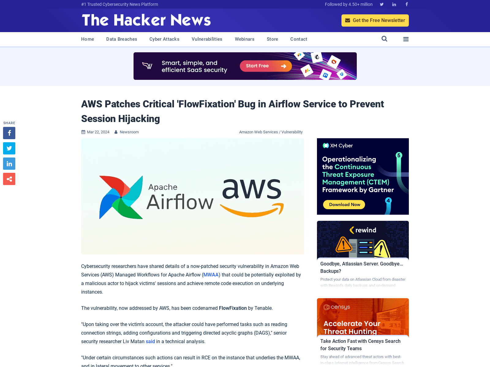 AWS Patches Critical 'FlowFixation' Bug in Airflow Service to Prevent Session Hijacking