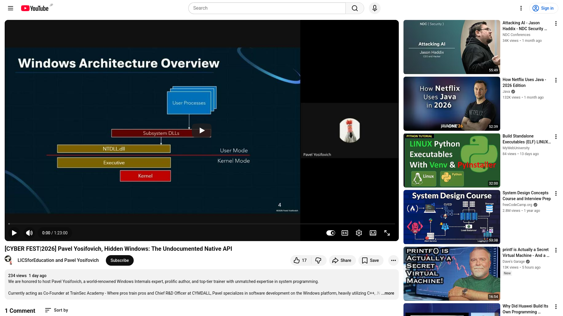 [CYBER FEST|2026] Pavel Yosifovich, Hidden Windows: The Undocumented Native API - YouTube