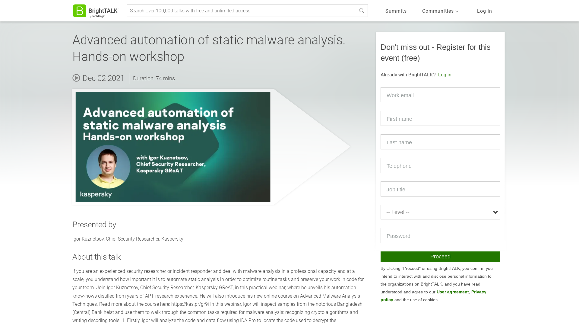 Advanced automation of static malware analysis. Hands-on workshop