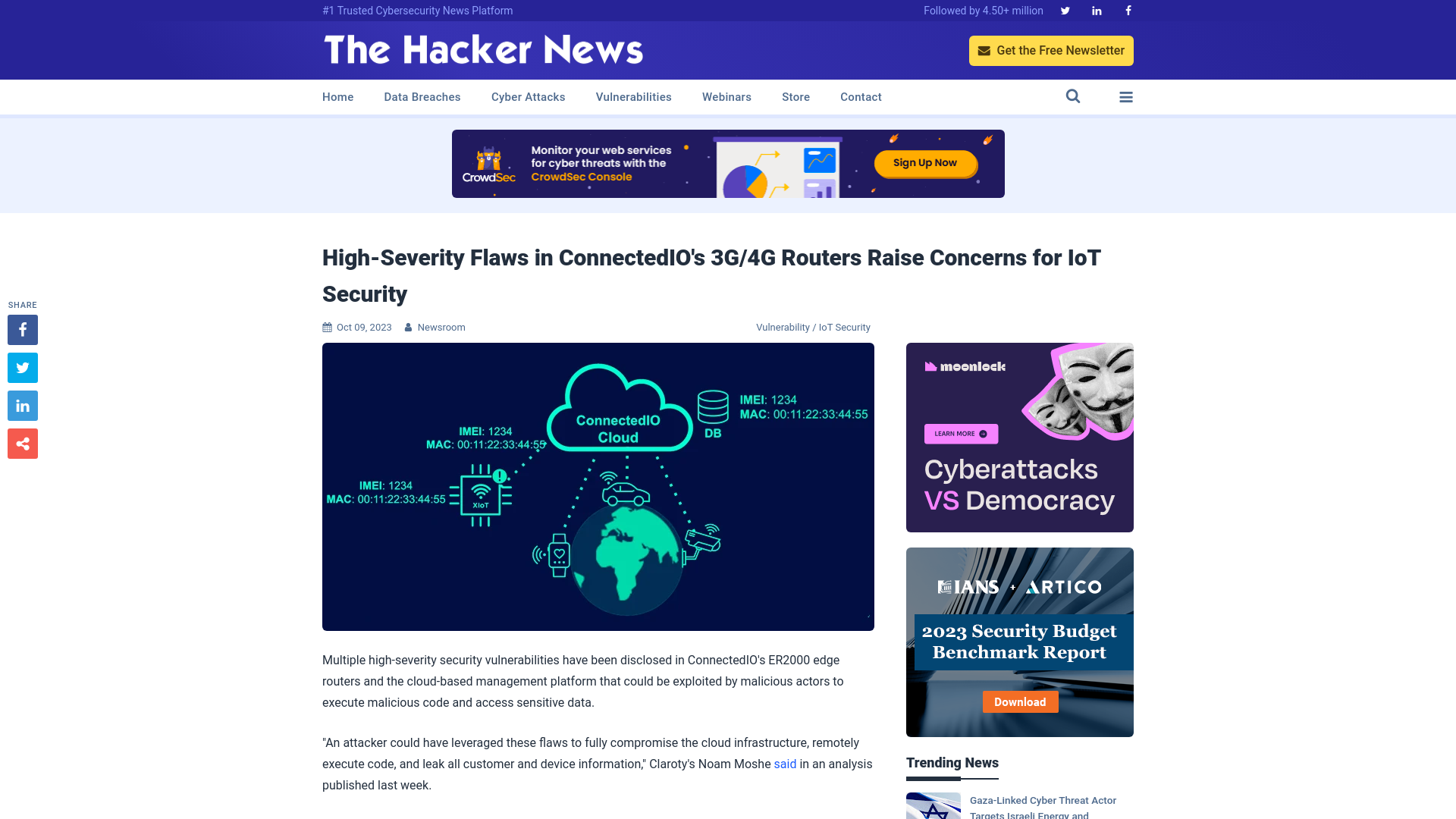 High-Severity Flaws in ConnectedIO's 3G/4G Routers Raise Concerns for IoT Security