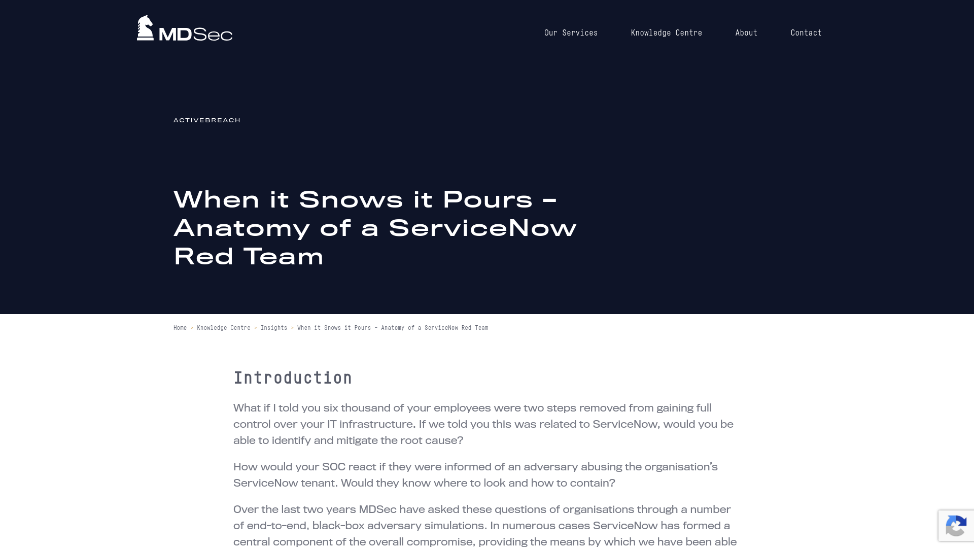 When it Snows it Pours - Anatomy of a ServiceNow Red Team - MDSec