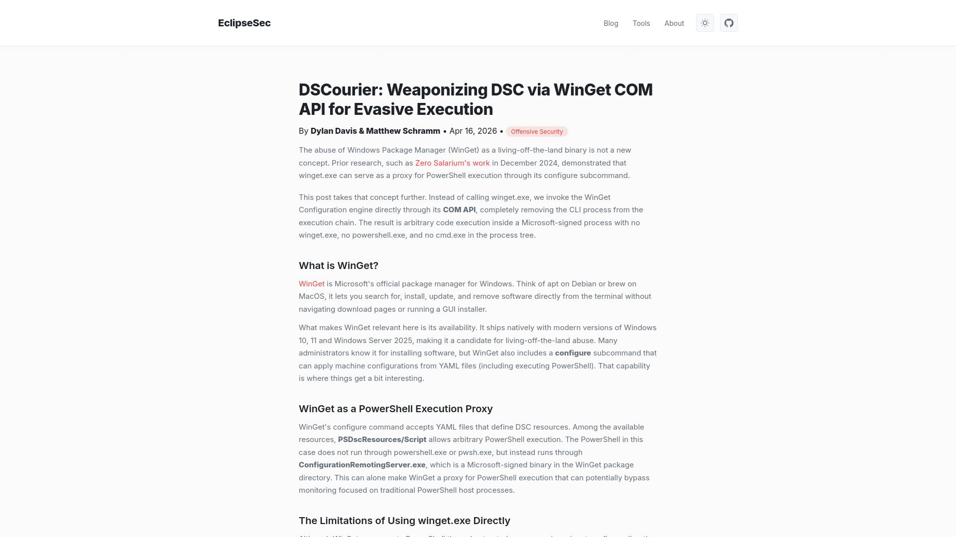 DSCourier: Weaponizing DSC via WinGet COM API for Evasive Execution