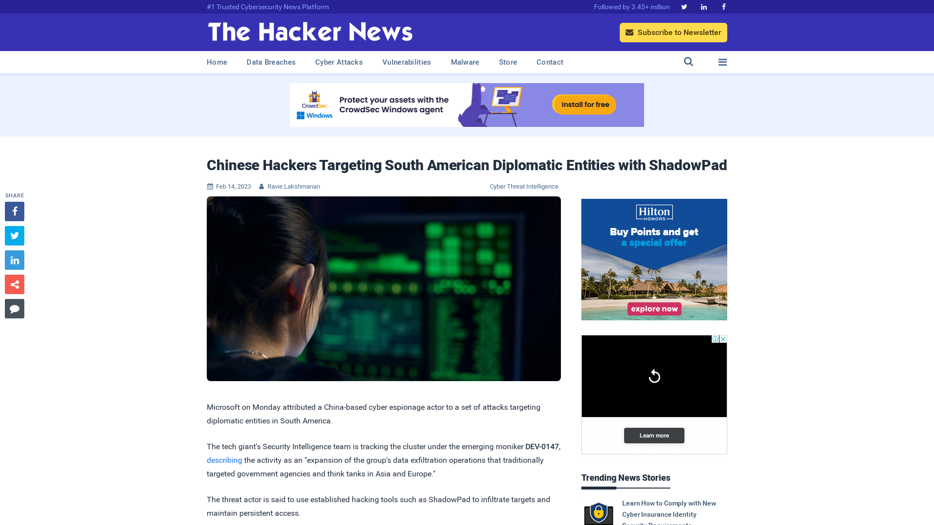 Chinese Hackers Targeting South American Diplomatic Entities with ShadowPad