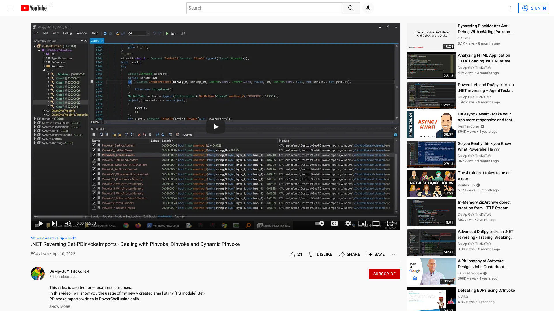 .NET Reversing Get-PDInvokeImports - Dealing with PInvoke, DInvoke and Dynamic PInvoke - YouTube