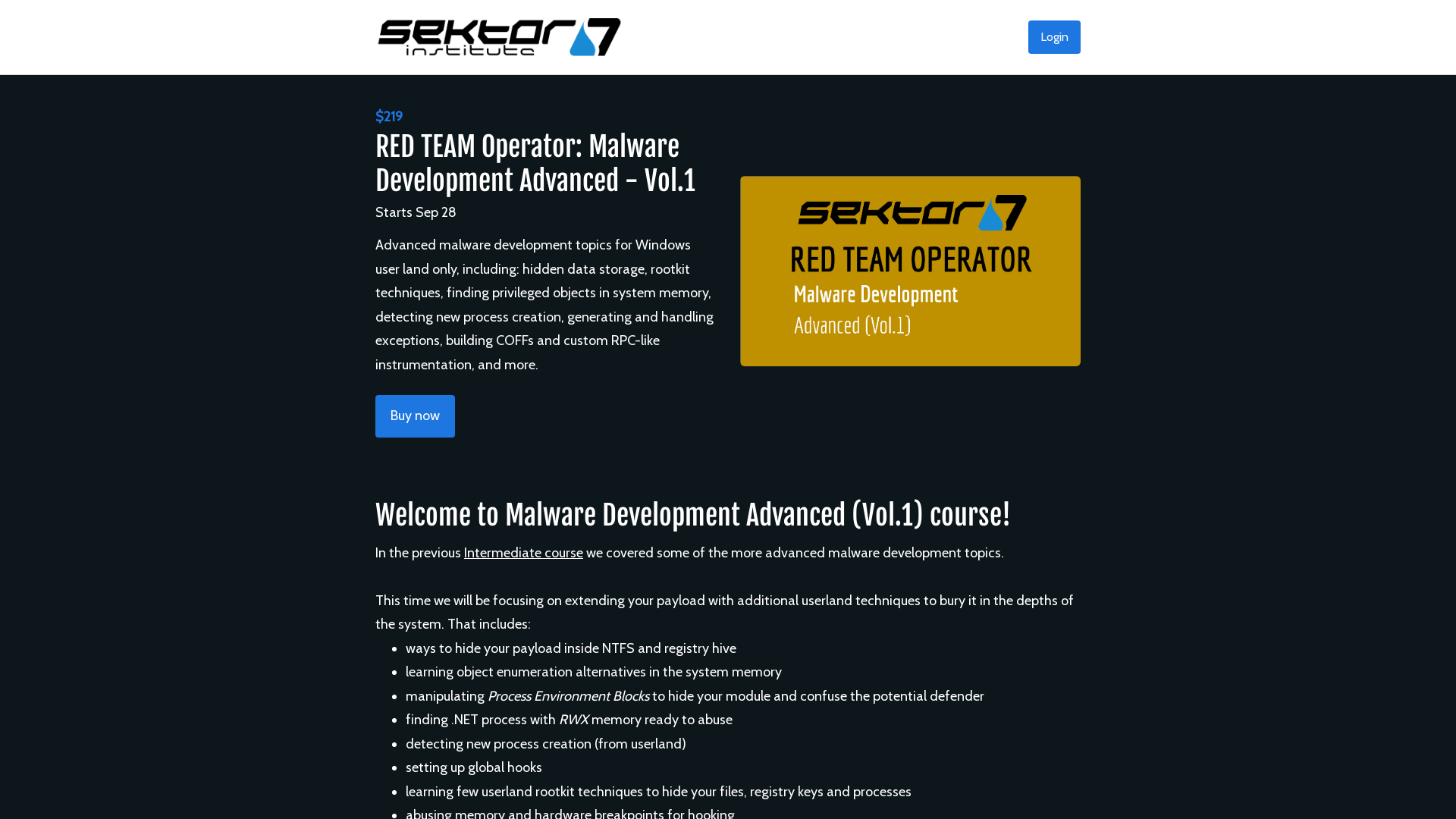 RED TEAM Operator: Malware Development Advanced - Vol.1