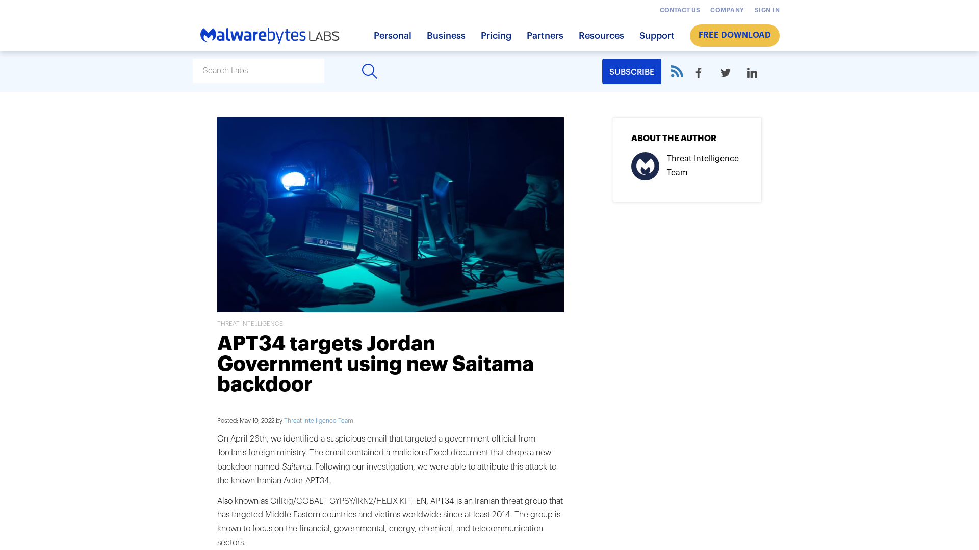 APT34 targets Jordan Government using new Saitama backdoor