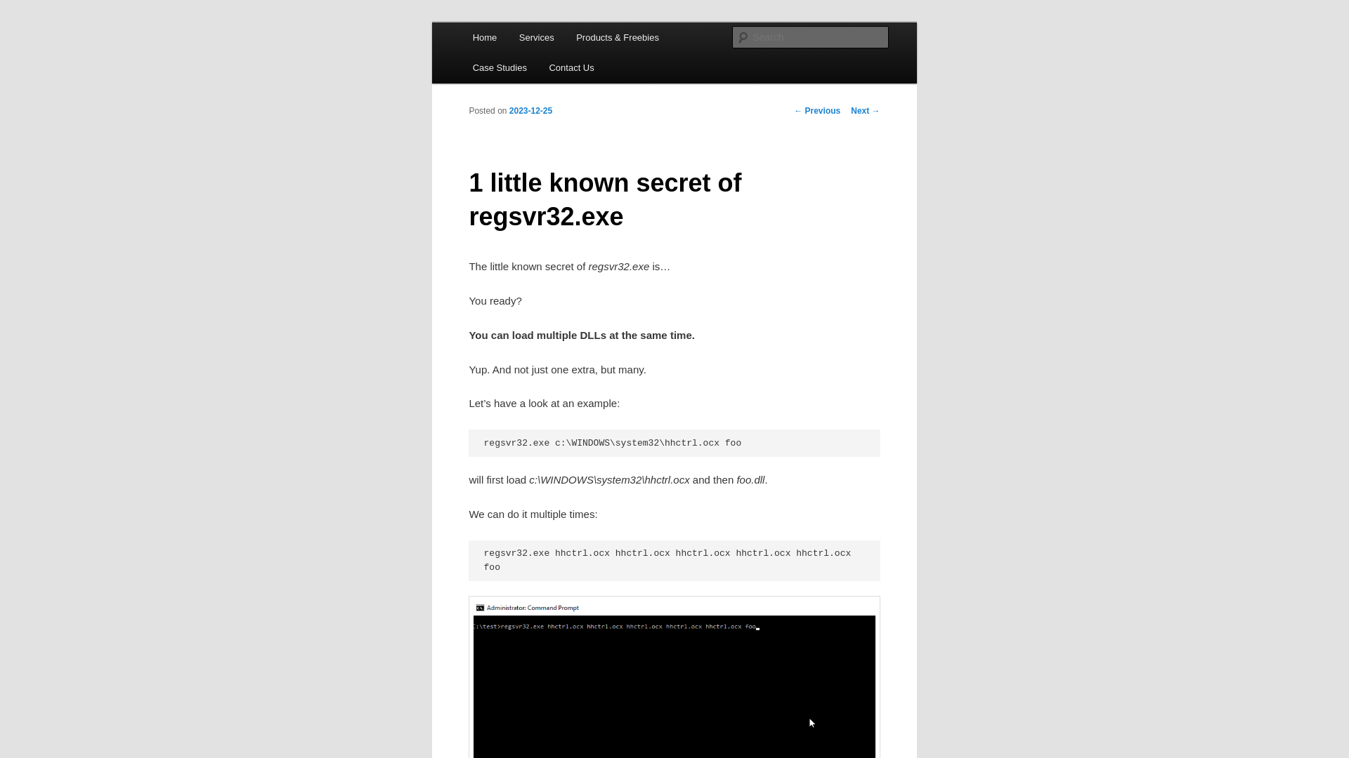 1 little known secret of regsvr32.exe | Hexacorn