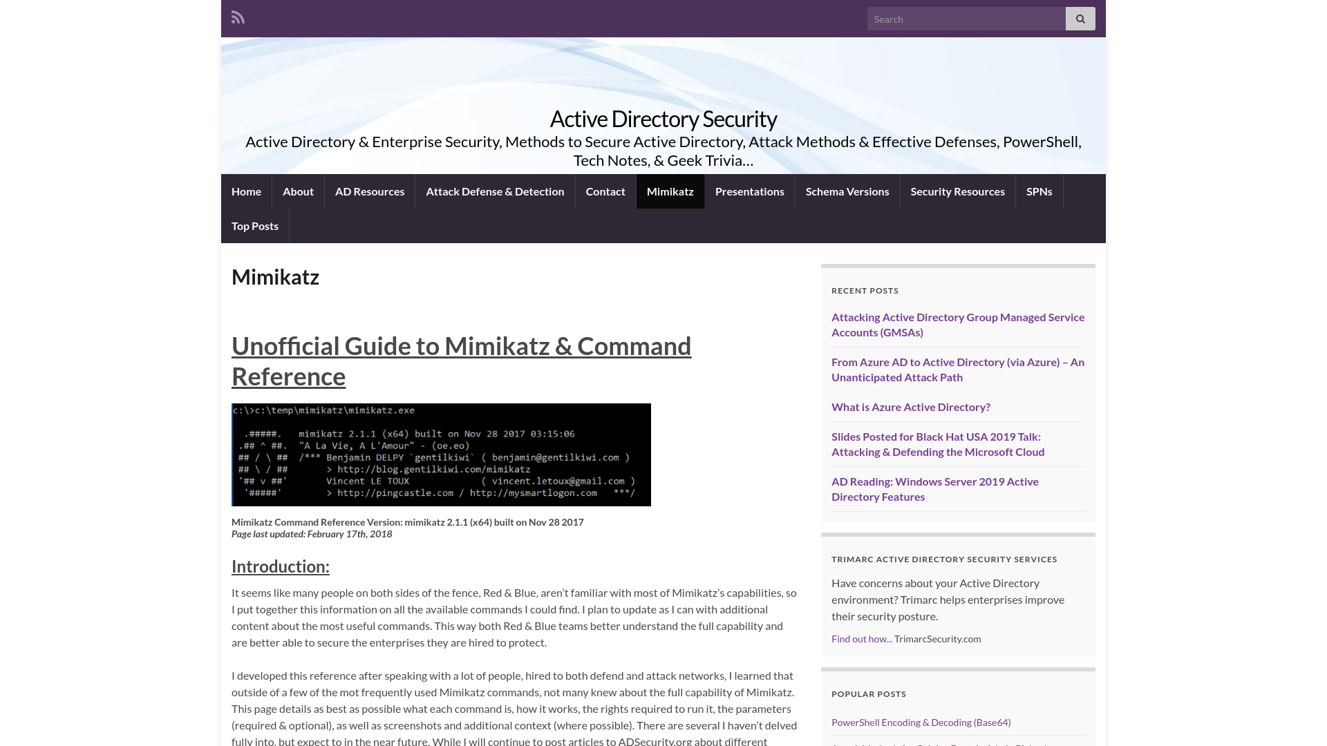 Mimikatz – Active Directory Security