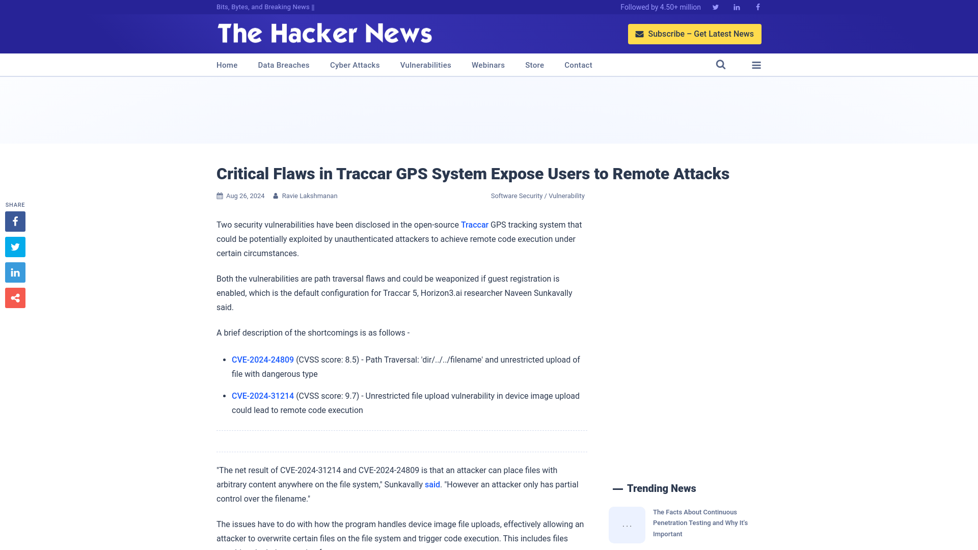 Critical Flaws in Traccar GPS System Expose Users to Remote Attacks