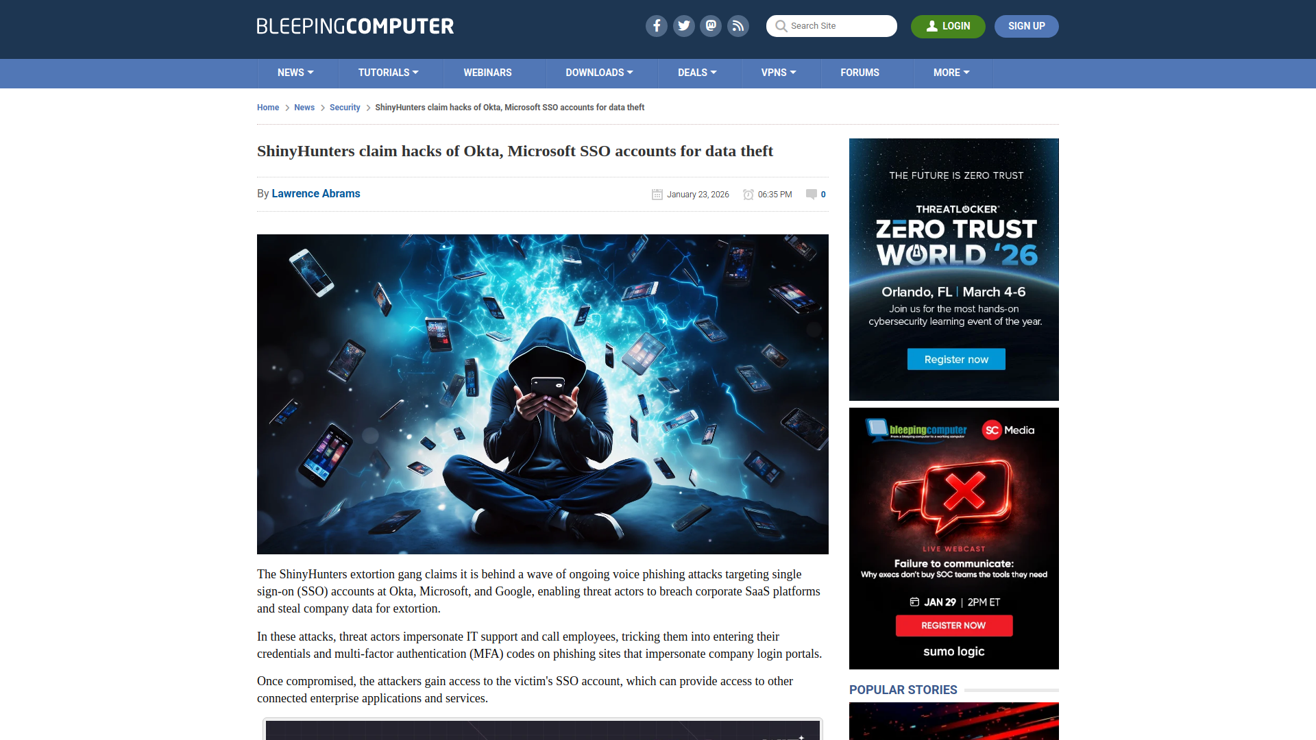 ShinyHunters claim hacks of Okta, Microsoft SSO accounts for data theft