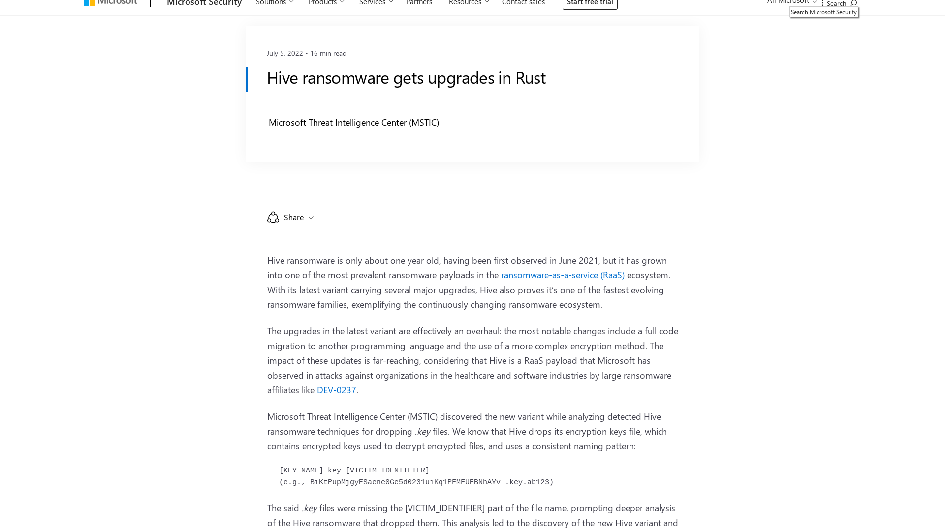 Hive ransomware gets upgrades in Rust - Microsoft Security Blog