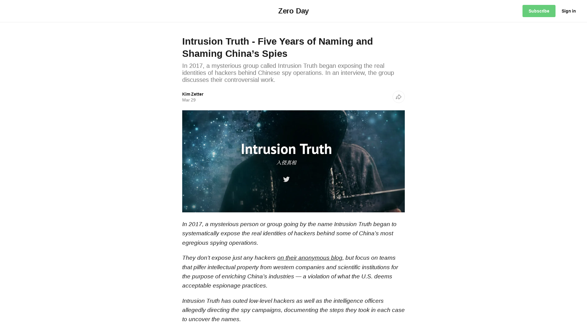 Intrusion Truth - Five Years of Naming and Shaming China’s Spies
