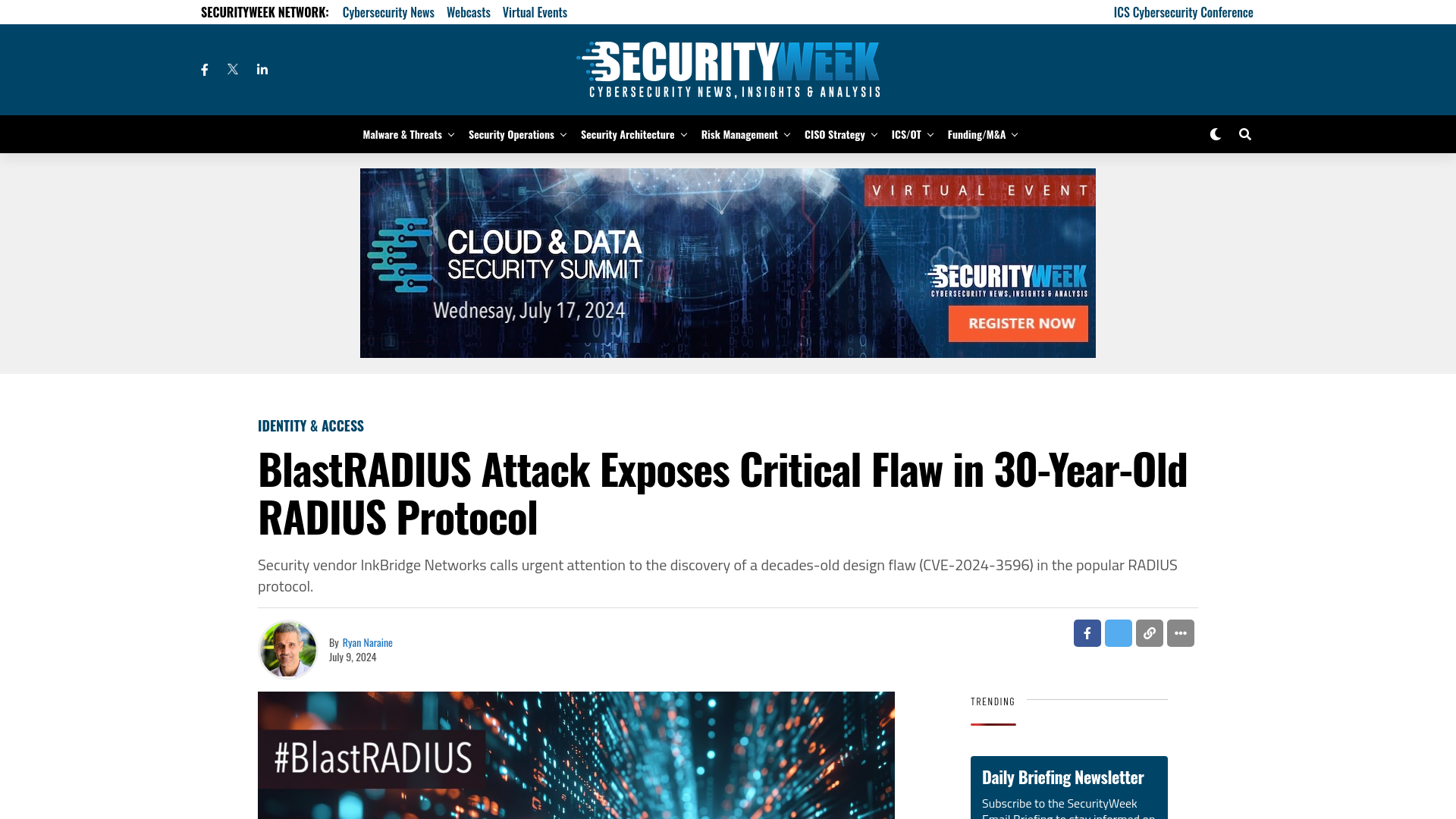 BlastRADIUS Attack Exposes Critical Flaw in 30-Year-Old RADIUS Protocol - SecurityWeek