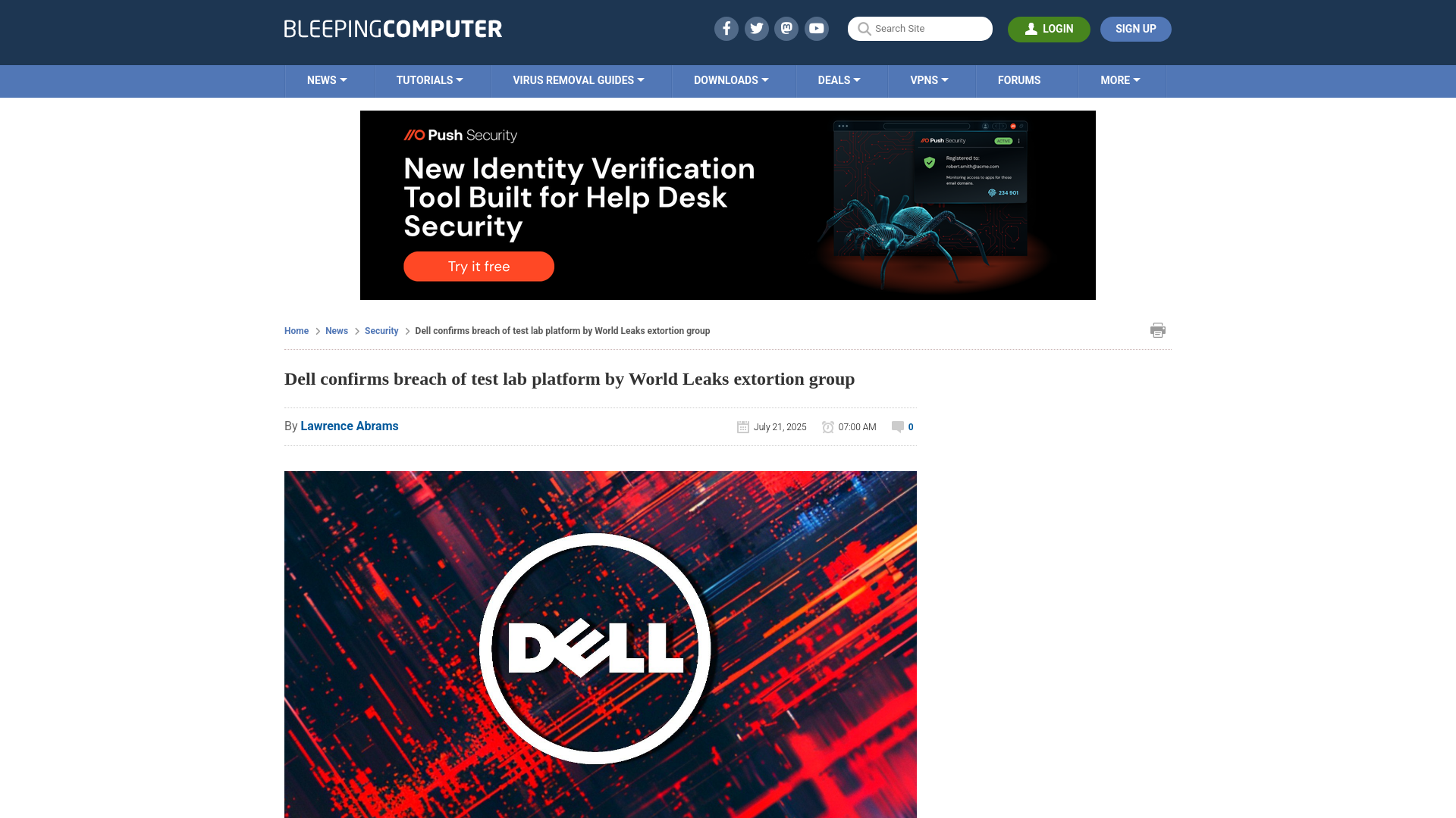 Dell confirms breach of test lab platform by World Leaks extortion group